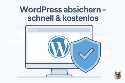 Illustration mit WordPress-Logo und Schutzschild – Beitrag WordPress absichern 2025